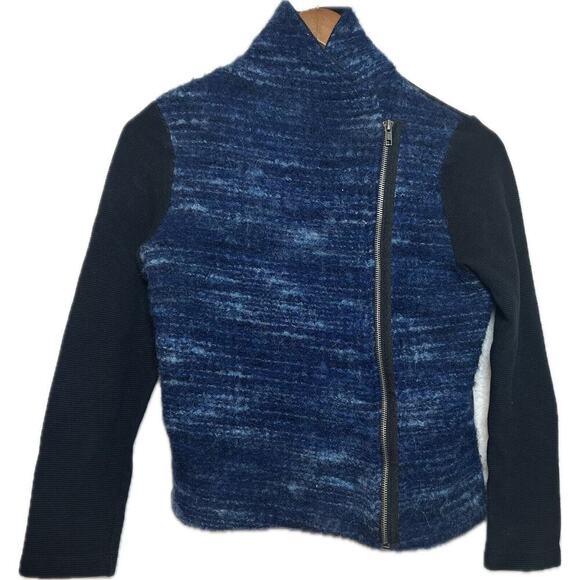 ANTHROPOLOGIE DOLAN Virgin Wool Sweater Womens Sz M Asymmetrical Zip Grunge Moto - Picture 12 of 12